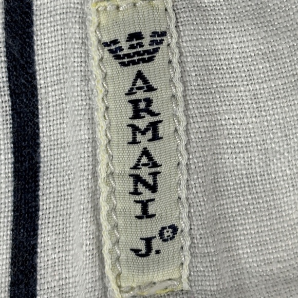 AJ Armani Jeans Women Linen LongSleeve Blazer Sz 12 Made in Italy Classic Preppy - Picture 10 of 14